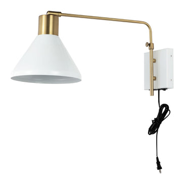 Max 20.5" Swing Arm Modern Midcentury Iron USB Charging Port LED Sconce - JONATHAN Y